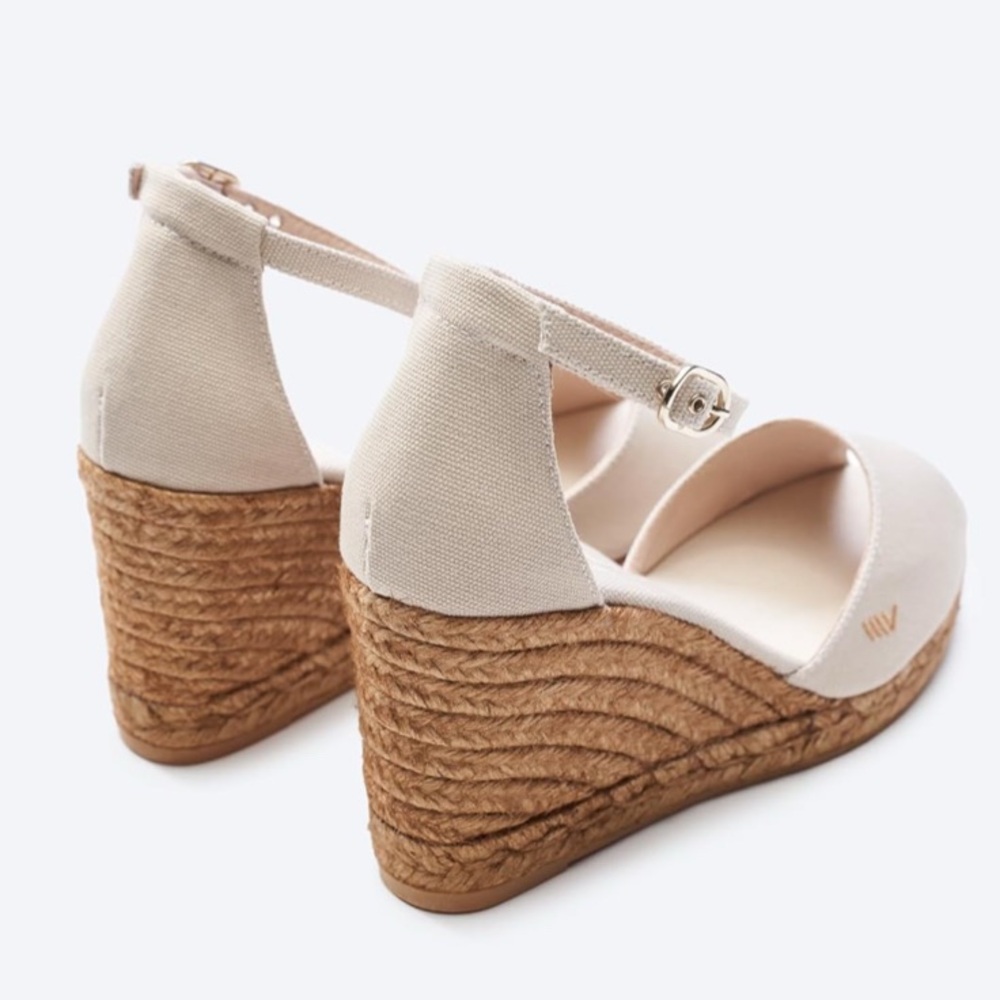 Viscata Aiguafreda Espadrille Canvas Jute Wedge Peep Toe Sandals Woman's 9 (40) - Picture 11 of 16